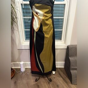 Floral Print Split Tube Long Dress